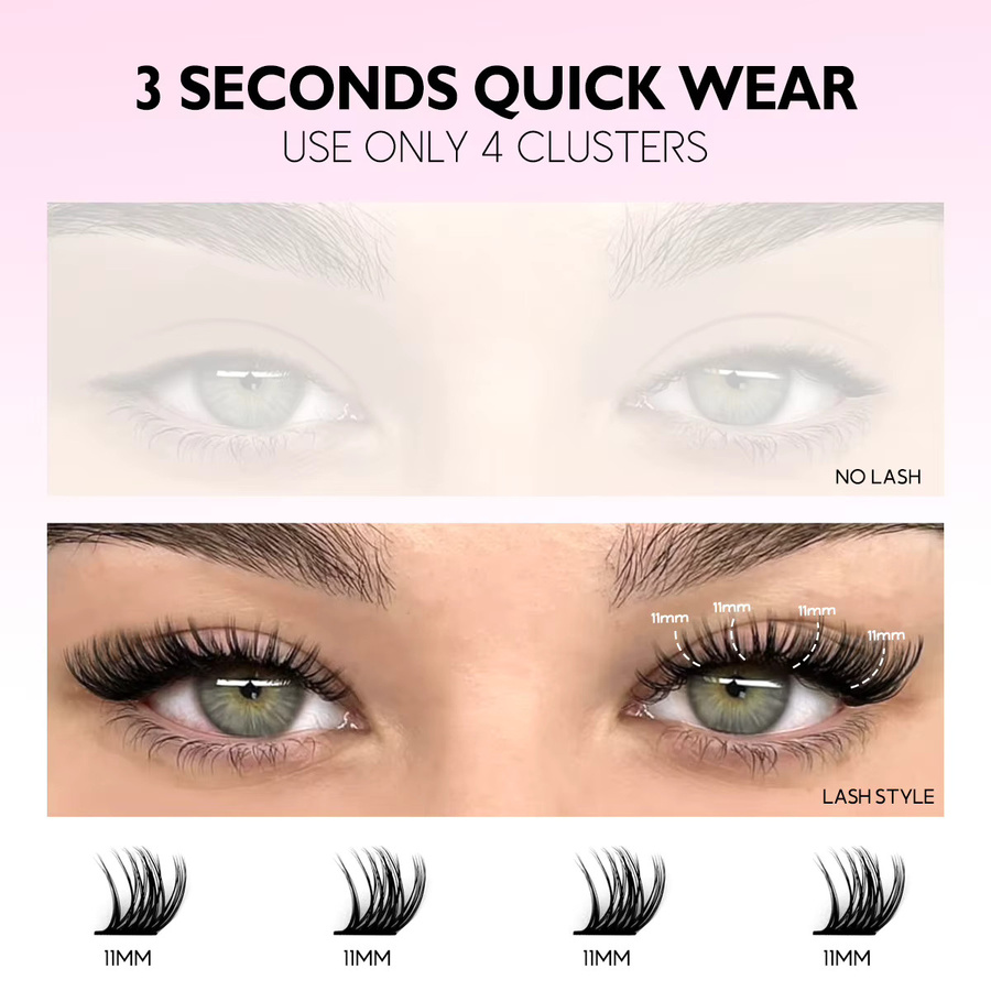 Groinneya Wimpern Cluster Kit DIY Wimpernverlängerung, Black, Matt - Bild 2