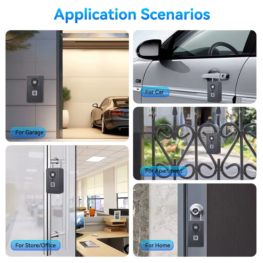 Smart Key Safe Box mit Fingerabdruckscanner und digitalem Passwortcode, wasserdichte Schlüsselschrank Sicherheitsbox in Schwarz - Bild 2