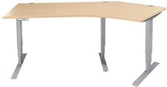 Schäfer Shop Genius Winkelschreibtisch AERO FLEX, elektrisch höhenverstellbar, 135 Grad Winkel rechts, Breite: 216,5 cm, Farbe: Ahorn/weißaluminium mit Memorypanel - Bild 1