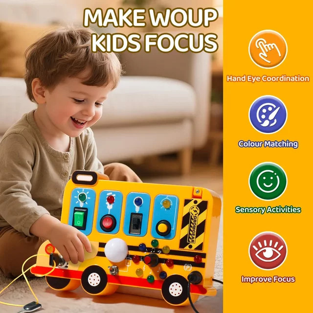 Kmoist Montessori LED-Licht-Busy-Board, Lernspielzeug, Bunt / Mehrfarbig - Bild 1