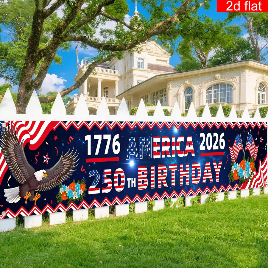OURFETE America 250 Years Yard Sign Patriotisches Dekorationsbanner für den 4. Juli und Unabhängigkeitstag, Mehrfarbig, Rechteckig - Bild 3
