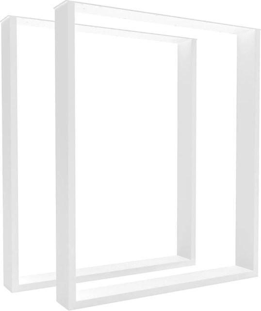 HEVVA Tischbeine BASEL 2er Set Weiß matt aus Metall, Tiefe: 60 cm, Höhe: 72 cm - Bild 1
