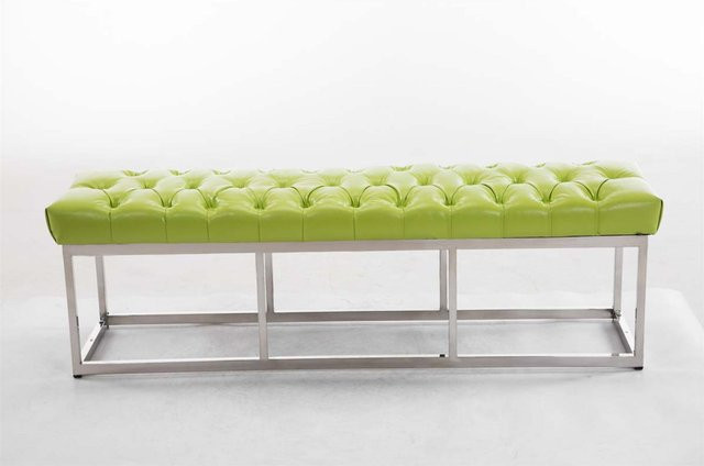 TPFLiving Sitzbank Amor in Grün aus Kunstleder mit matt gebürstetem Edelstahlgestell, Breite: 150 cm - Bild 1