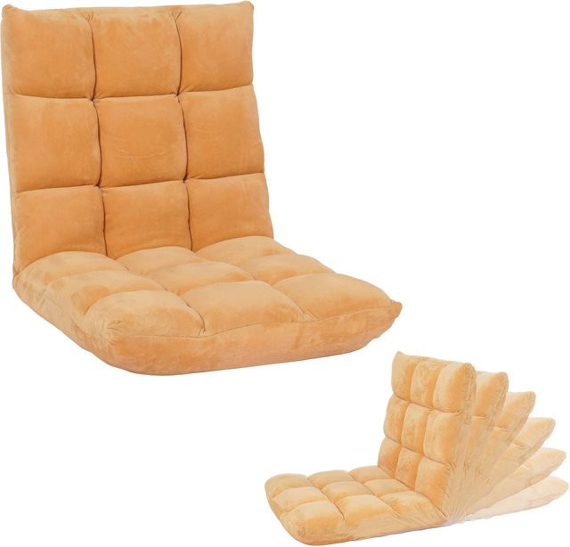 MCW Bodensessel MCW-N43 Relaxsessel mit 6 Positionen aus Samt in Hellbraun - Bild 1