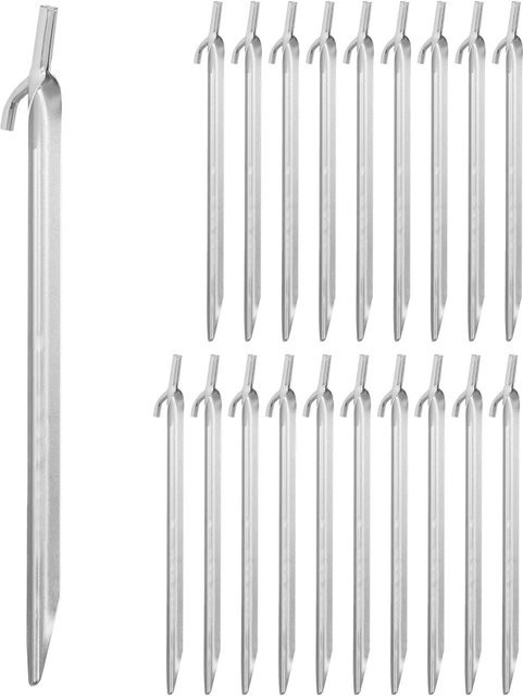 Relaxdays Zeltheringe 20er Set aus verzinktem Stahl in Silber mit Haken, B/T/H: 30 x 2,5 x 2 cm - Bild 1