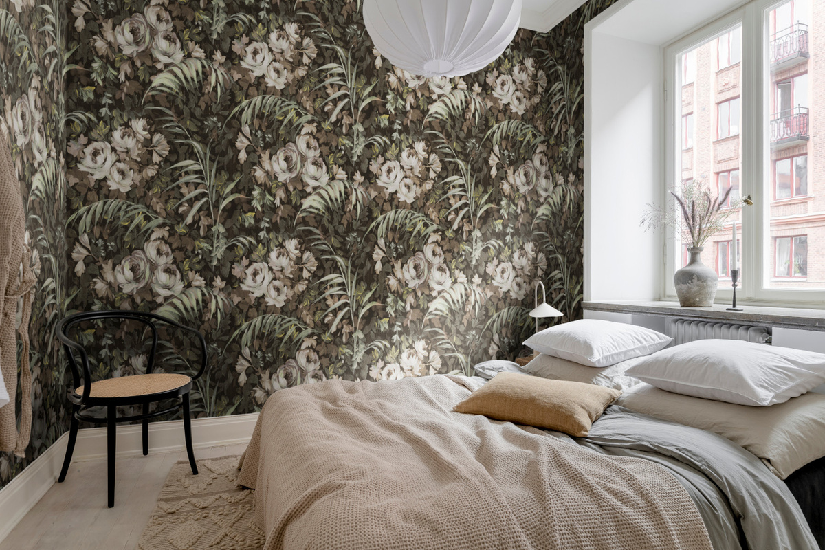 Rebel Walls Mural Dazzling Foliage Wandtattoo in Sand mit Grün und Beige - Bild 1
