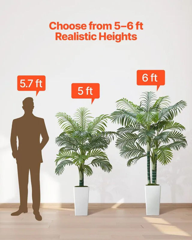 Künstliche Areca-Palme von Buying Solutions, MB in Grün mit weißem Übertopf, Höhe: 182,9 cm, Breite: 104 cm, Tiefe: 104 cm - Bild 8