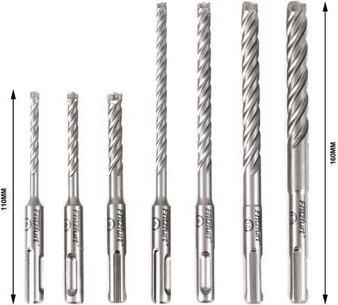 FRITZFURT 7-teiliges SDS-Plus Hartmetall Hammerbohrer-Set aus Edelstahl, Farbe: Silber - Bild 1