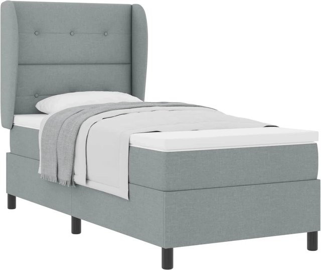 vidaXL Boxspringbett mit Matratze in Hellgrau, Stoff, B/T/H: 80 x 200 cm - Bild 1