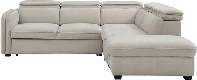 Vente-unique Schlafsofa Balotia in Beige mit Schlaffunktion und L-Form, Breite: 255 cm, Tiefe: 80 cm, Höhe: 76 cm - Bild 1