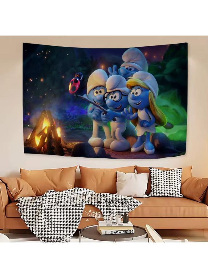 Potdemiel Smurfs Cartoon Wandteppich im Bohemian Mandala Design - Bild 6