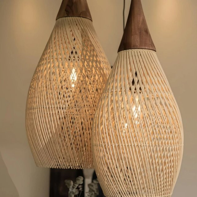 JOYINLED Pendelleuchte aus Rattan in Beige im ethnischen Design für das Esszimmer - Bild 1