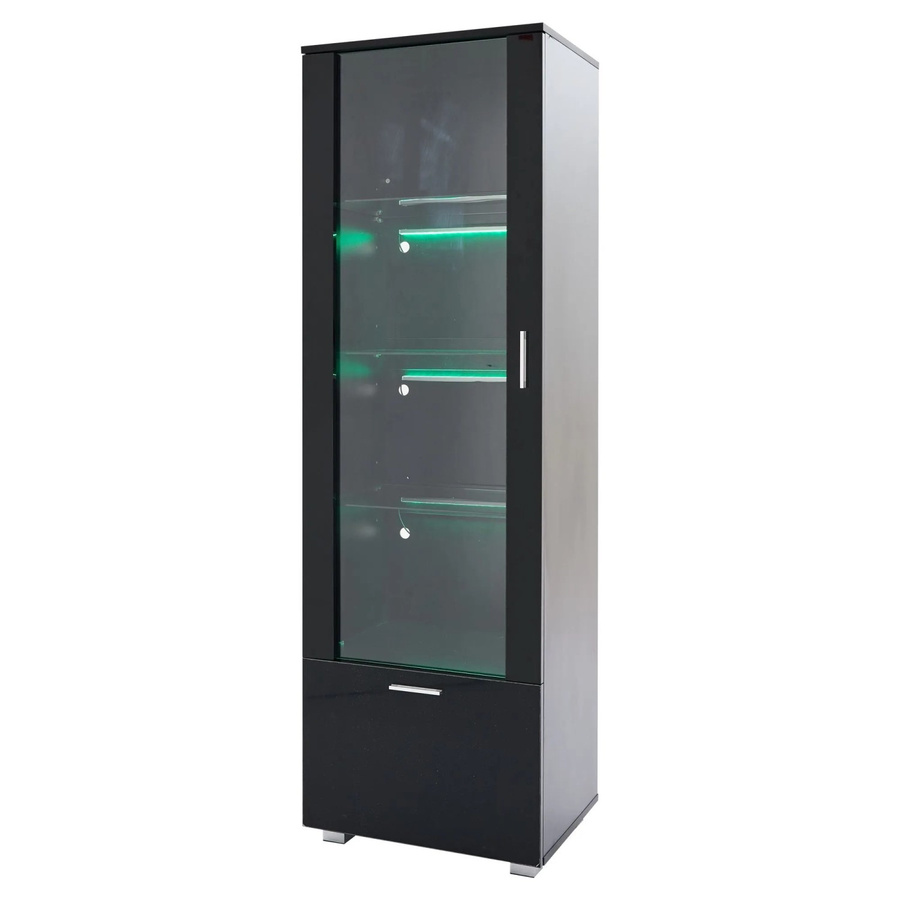 okwish Vitrine mit Acryl-Türen und LED-Beleuchtung in Schwarz, B/T/H: 40 x 16 x 160 cm - Bild 2