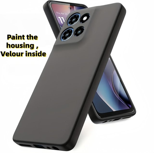 Motorola Signature Flüssigsilikon Hülle mit Linsenschutz für Motorola G87, G77, G67 und Edge 70 Ultra in Schwarz - Bild 1