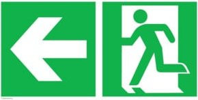 SafetyMarking Fluchtwegschild Notausgang links mit Pfeil links aus Aluminium in Grün, B: 40 cm, H: 20 cm - Bild 1