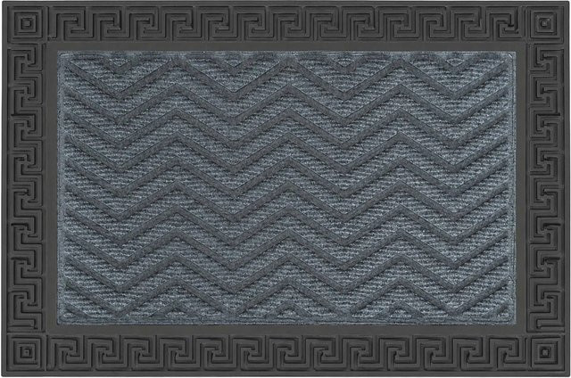 Relaxdays Fußmatte aus Polypropylen in Grau mit Zickzack-Muster, rutschfest und modern, B/T/H: 60 x 40 x 1 cm - Bild 1
