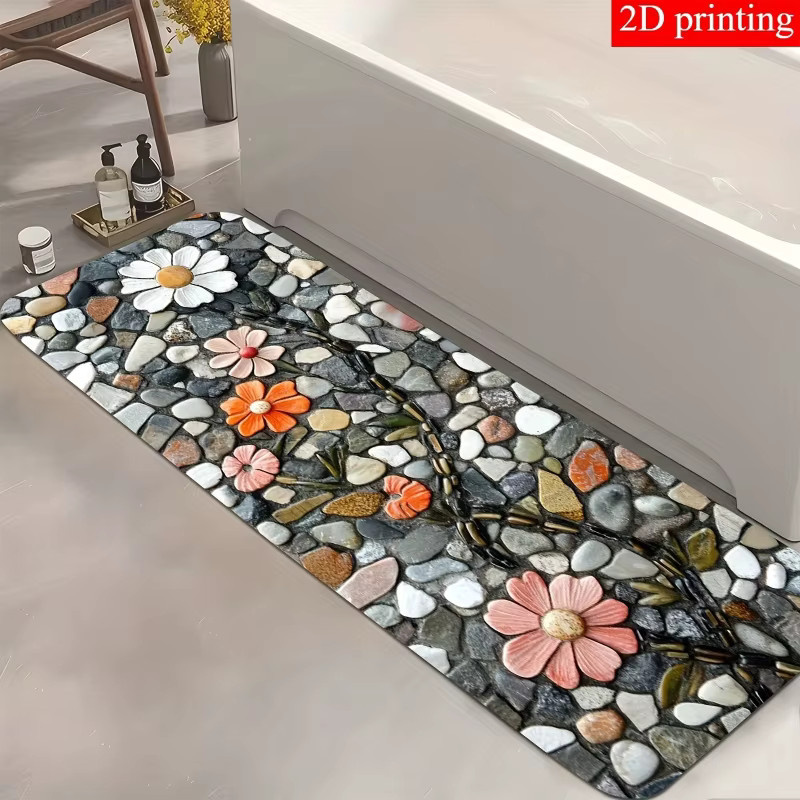 VIKAMA 3D Pebble Flower Küchenmatte mit Blumenmuster, rutschfest und verschleißfest, Mehrfarbig, Breite: 120 cm - Bild 2