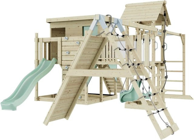 OutdoorToys Spielturm Malin mit Babyschaukel, Mintgrün, ab 3 Jahre - Bild 1