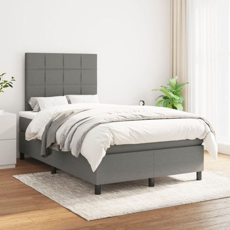 Vidaxl Boxspringbett mit Matratze aus Stoff in Dunkelgrau B/T/H: 200 x 120 x 118 cm - Bild 1