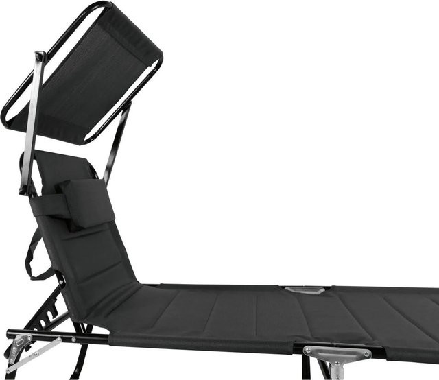 Lex XXL Gartenliege aus Aluminium mit Sonnendach und Kopfkissen, Schwarz - Bild 1