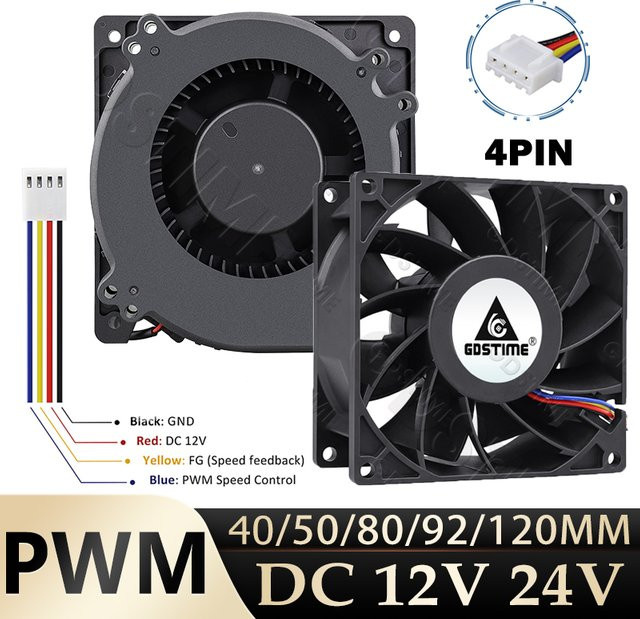 Gdstime PWM-Lüfter FG 4PIN 120 mm Kugellager PC-Gehäuselüfter Schwarz - Bild 1