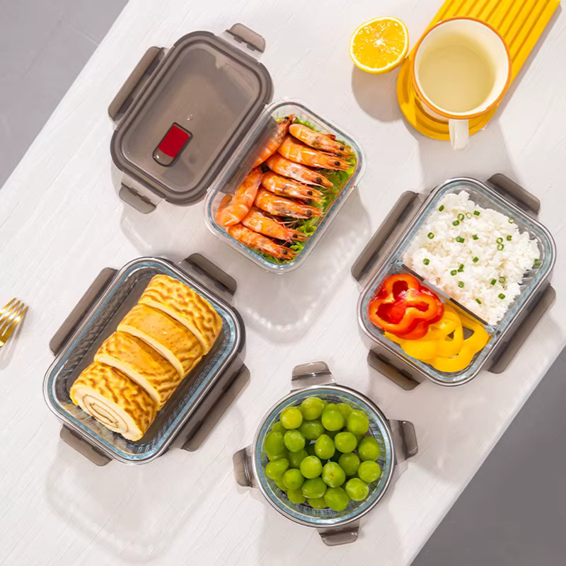 HeY LiLac AIN-Serie Frischhaltebox aus Glas, rechteckig, lila und transparent, hitzebeständig, auslaufsicher und lebensmittelecht - Bild 1