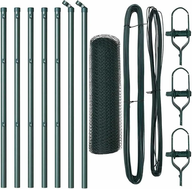vidaXL Zaunpfosten Grün aus Stahl und PVC, 10 Stück, Höhe: 0,5 m, Durchmesser: 13 mm - Bild 1