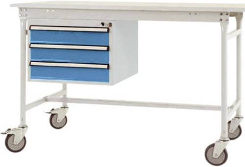 Manuflex ZB4632.5012 Mobiler Gehäuse-Unterbau mit 3 Schubfächern in Lichtblau RAL 5012 für Tischtiefe 800 mm - Bild 1