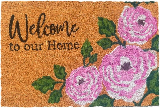 Relaxdays Fußmatte aus Kokosfaser und PVC in Natur mit Begrüßungsprint, rutschfest und wetterfest, B/T: 60 x 40 cm, Höhe: 1,5 cm - Bild 1
