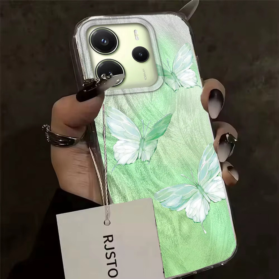 Handyhülle mit grünem Farbverlauf und Schmetterlingsmuster für Xiaomi Redmi und Note Modelle - Bild 2