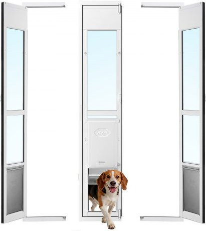 VEVOR Hundeklappe für Glasschiebetüren mit höhenverstellbarem Aluminiumrahmen und abschließbarer Klappe für große Hunde - Bild 1