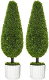 HOMCOM Kunstpflanze Zypresse 2er-Set grün mit Topf für Indoor und Outdoor, B/T/H: 12 x 12 x 90 cm - Bild 1