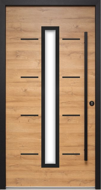Splendoor Haustür ThermoSpace Milano Prime Woodeffect in Braun und Schwarz mit Glaseinsatz, Anschlag Rechts, B: 110 cm, H: 210 cm - Bild 1