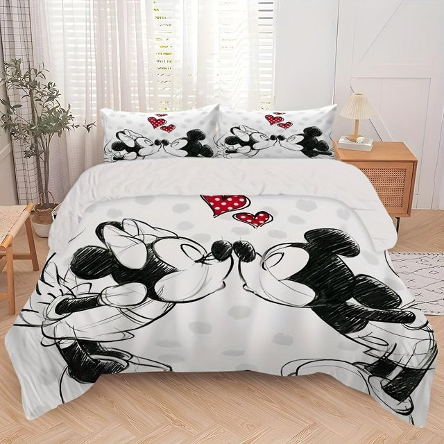 Mickey Anya Forger 3D Kinder-Bettwäsche-Set aus Polyester, 3-teilig, Farbe: Weiß, Bettbezug B: 172 cm, H: 218 cm - Bild 1