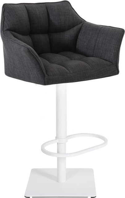 DELUKE Barhocker SIHAR, höhenverstellbarer Barstuhl aus Stoff in Dunkelgrau und Weiß, drehbar mit Lehne, B/T/H: 64 x 45 x 88 cm - Bild 1