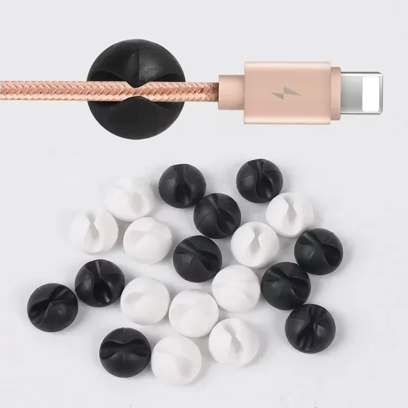 VIKEFON Gummi Mini Desktop Kabelhalter für USB Typ C Datenkabel in Weiß - Bild 2