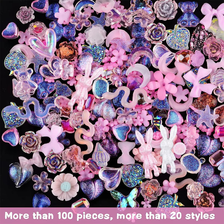 50 Stück Nail Art Charms Harz Zubehör, Cartoon Formen, Glänzend - Bild 3