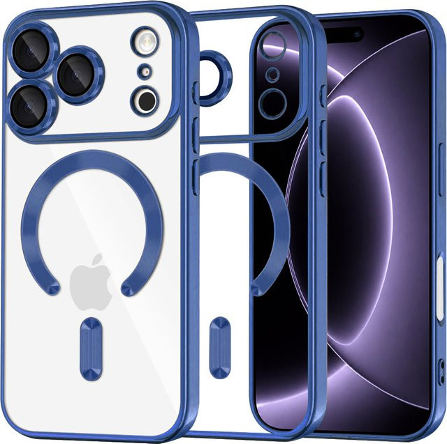 Techsuit Luxury Crystal MagSafe-Hülle für Apple iPhone 18 Pro und iPhone 17 Pro in Dunkelblau und Transparent - Bild 1