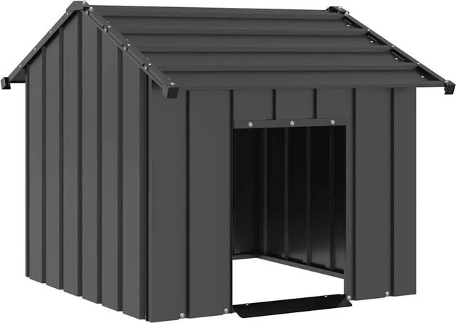 vidaXL Hundehütte aus Metall mit Dach in Anthrazit, wetterfest, B/T/H: 85 x 107 x 81 cm - Bild 1