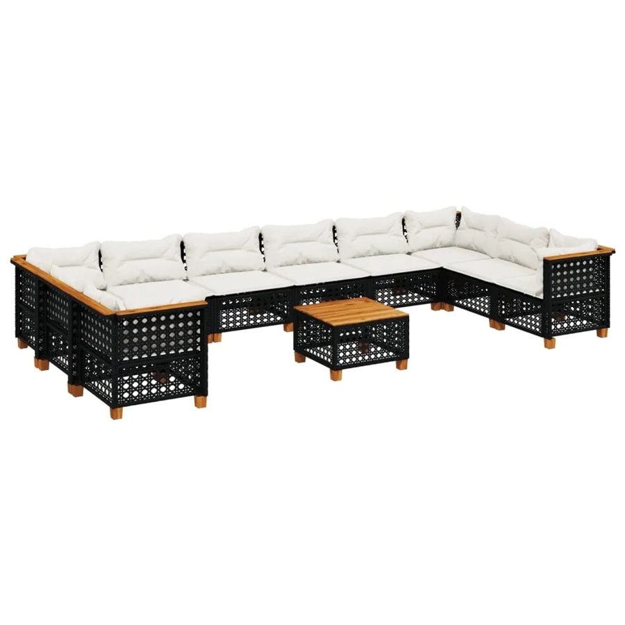 vidaXL 11-teilige Garten-Sofagarnitur aus Poly-Rattan und Akazienholz in Schwarz - Bild 2