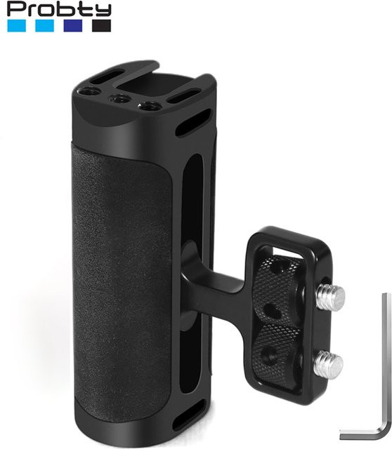 Probty Mini-Handgriff mit seitlicher Griffigkeit, Kaltschuh-Schnittstelle und 1/4"-20-Schraubhalterung für DSLR/Digitalkamerakäfig, Schwarz - Bild 1