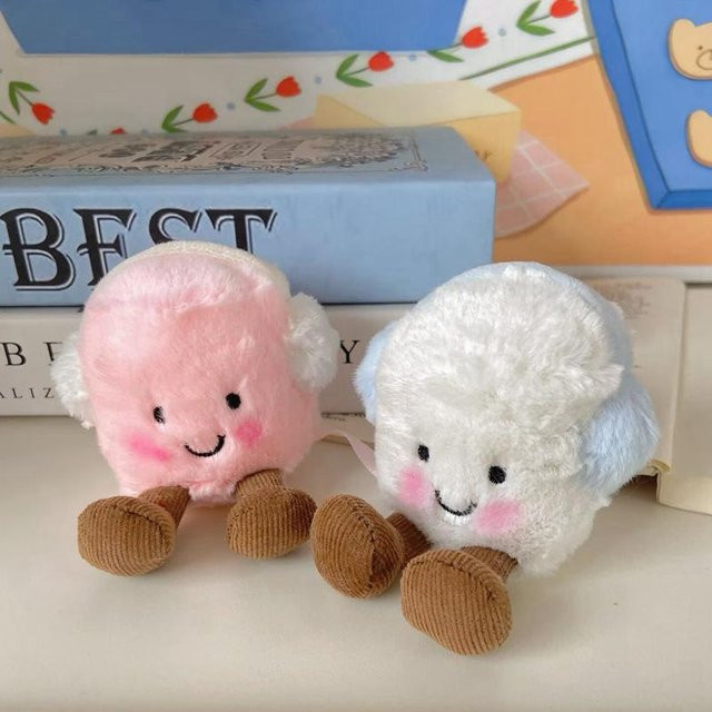 Kawaii Marshmallow Plüsch Ohrenschützer, Rosa Weiß, ab 14 Jahren - Bild 1