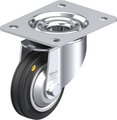 Blickle Lenkrolle LK-RD 100R-3-FA aus verzinktem Stahl, Durchmesser: 100 mm, Tragfähigkeit: 100 kg, Farbe: Silber/Schwarz - Bild 1