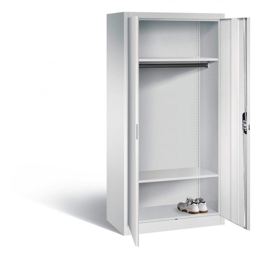 BIGBOXX Kleiderspind XXL aus Metall in Weiß Matt mit Scharniertüren und Kleiderstange - Bild 1