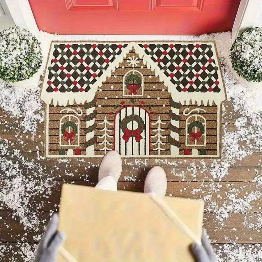 VIKAMA Weihnachtshaus Fußmatte für den Innen- und Außenbereich, rutschfeste Weihnachtsdekoration - Bild 3