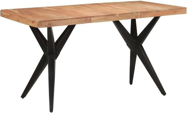 vidaXL Esstisch aus massivem Akazienholz in Schwarz im Industrie-Stil, B/T/H: 140 x 70 x 76 cm - Bild 1