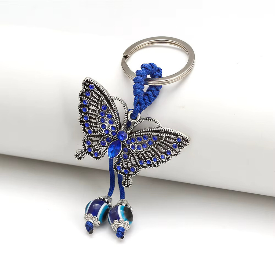 Anhänger Schmetterling, Lucky Eye, Blau, Türkis, Perle, Quaste, Unisex - Bild 2
