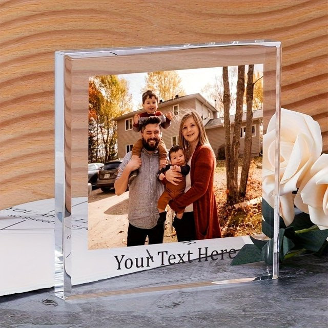 Personalisierter Bohemian 2D Flacher Acryl-Fotoblock Hello Young mit individuellem Text und Buchstaben, Dekoration in Weiß und Transparent, B/T/H: 13,0 x 13,0 x 1,0 cm - Bild 1