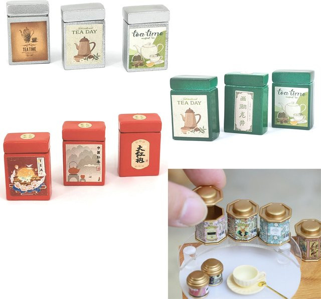 ZTOYL Miniatur Kaffeedose und Teedose im 1:12 Maßstab für Puppenhaus Möbel Zubehör - Bild 1