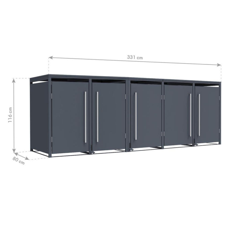 Westmann Mülltonnenbox Pedura 5 für 5 Mülltonnen à 240L mit Fußpedal in Anthrazit, B/T/H: 331 x 80 x 116 cm - Bild 4